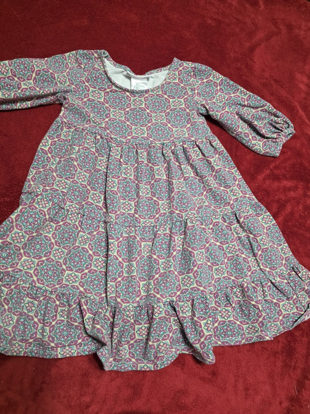 Bonnie Jean Pink and Teal Floral Long-Sleeve Girls Dress